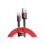 Kábel USB-A na USB-C Baseus Cafule — USB 2.0 A→C, podpora nabíjania QC3.0, nylonový oplet, červený