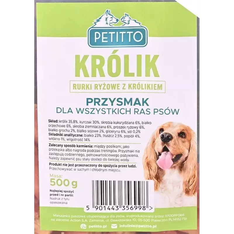 Psí snack PETITTO ryžové misky s králičou náplňou 500 g