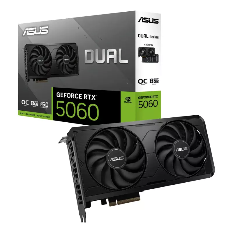 Grafická karta ASUS GeForce RTX 5060 Dual 8 GB GDDR7, 128-bit, PCIe 5.0, 2 ventilátory