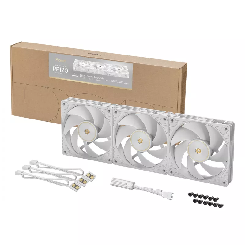 ASUS ProArt PF120 ventilátor PWM biely 3in1 počítačová skriňa 12 cm 3 ks