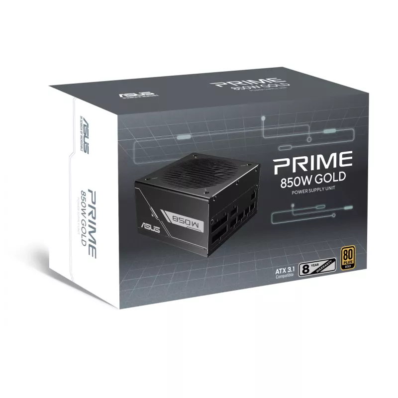 Napájací zdroj ASUS Prime -850G 850W ATX 20+4-pin, 80 PLUS Gold, čierny
