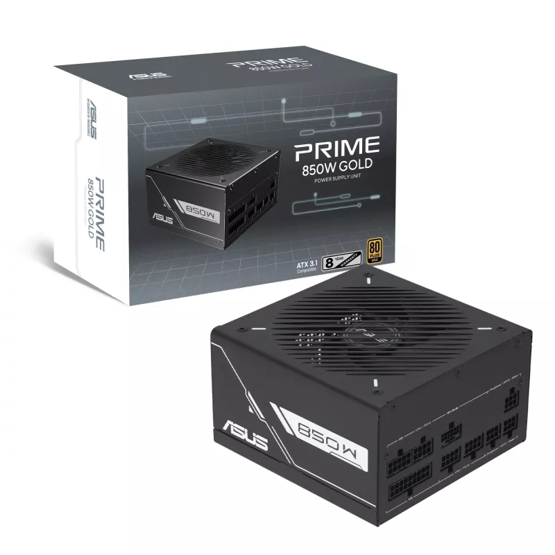 Napájací zdroj ASUS Prime -850G 850W ATX 20+4-pin, 80 PLUS Gold, čierny