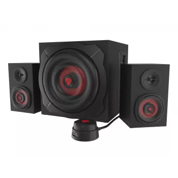 Súprava reproduktorov GENESIS Helium 610BT 2.1, 60 W RMS, Bluetooth, káblové, červená/čierna, kompaktný subwoofer