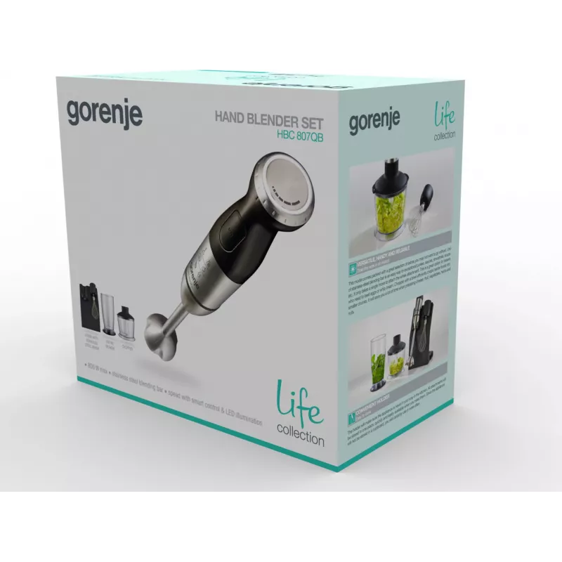 Gorenje HBC807QB 0,5 L ručný mixér 800 W čierny, nerez