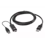 ATEN True 4K 1.8M HDMI na DisplayPort kábel, 1,8 m, HDMI + USB, DisplayPort, konektor samec, konektor samec, rovný