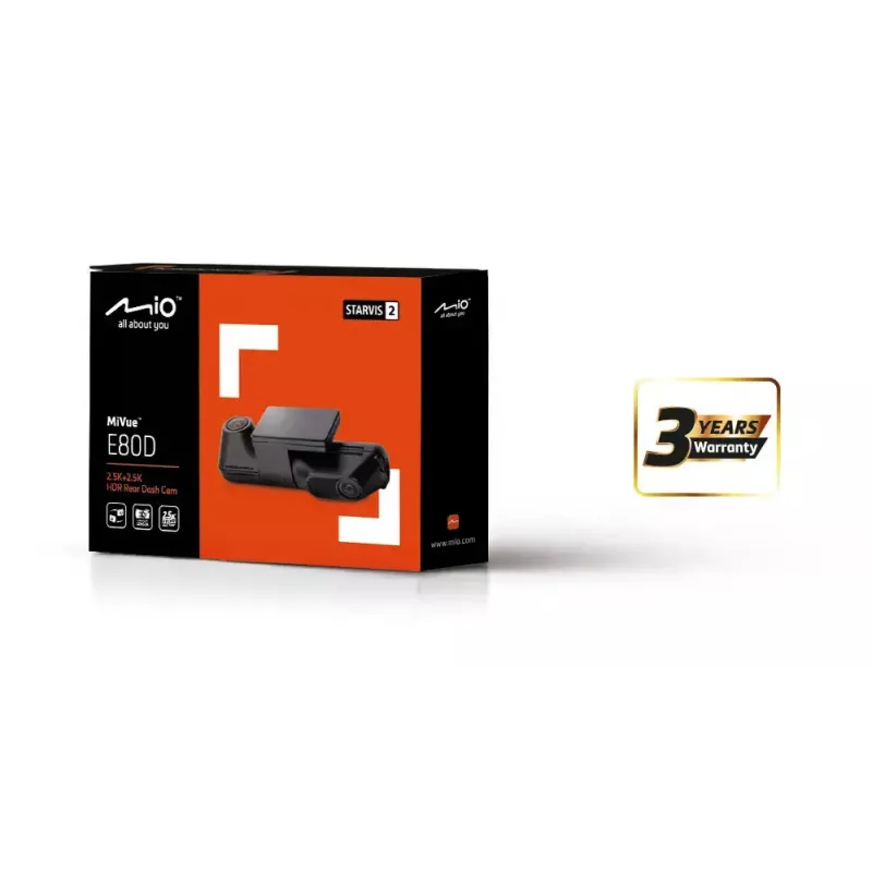 Dashcam MIO MiVue E80D HDR duálna zadná kamera s dvojkanálovým záznamom