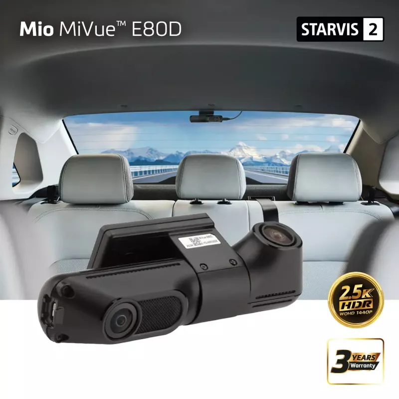 Dashcam MIO MiVue E80D HDR duálna zadná kamera s dvojkanálovým záznamom