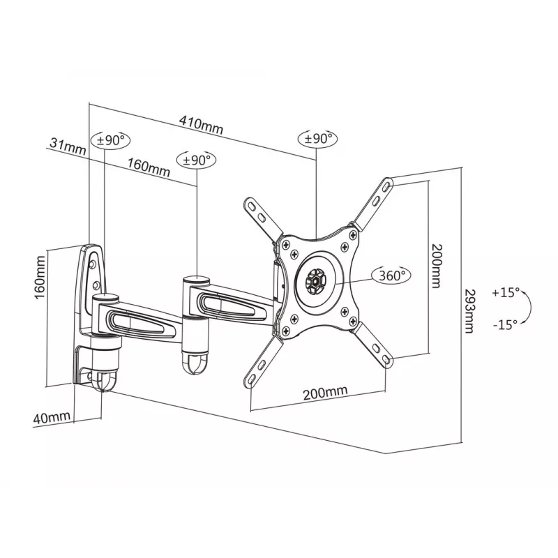 Držiak ramena Multibrackets M VESA Flexarm 360 III čierny 75 100 200