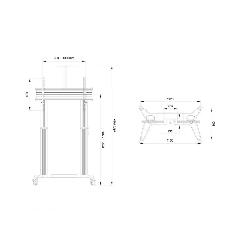 Multibrackets M motorizovaný verejný podstavec dvojstĺpový 180 HD