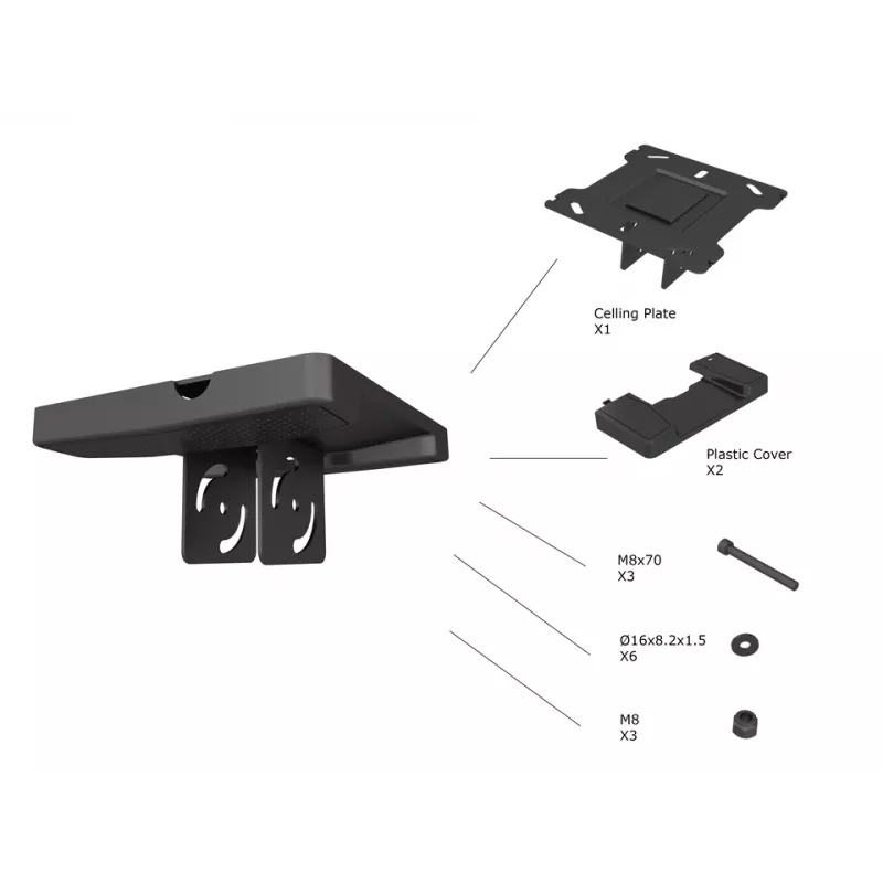 Stropná doska Multibrackets M Pro Series čierna plast oceľ 165 mm