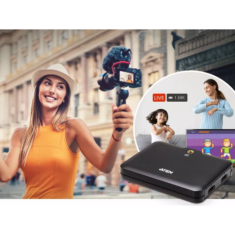 ATEN CAMLIVE™+(HDMI na USB-C UVC nahrávanie videa s PD3.0 Power Pass-Through)