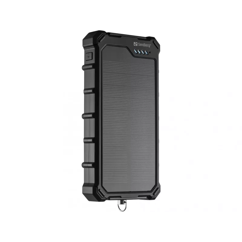 Sandberg solárna powerbank CampLED 10000, 10000 mAh, Programmable Power Supply (PPS), 3,7 V, 15 W, čierna