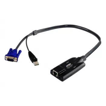 ATEN USB - VGA na Cat5e/6 KVM adaptérový kábel (CPU modul), USB, USB, VGA, čierna, modrá, metalická, RJ-45, 1 x RJ-45