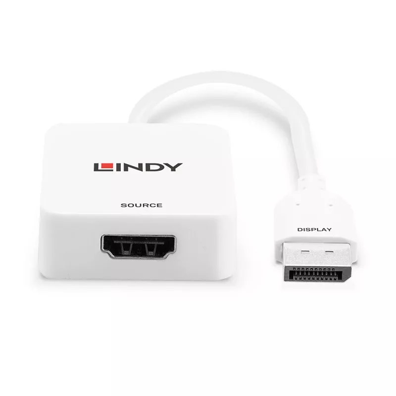 Lindy HDMI 18G na DisplayPort 1.2 konvertor, 0,095 m, HDMI Type-A (štandard), DisplayPort, konektor samica, konektor samec, rovný