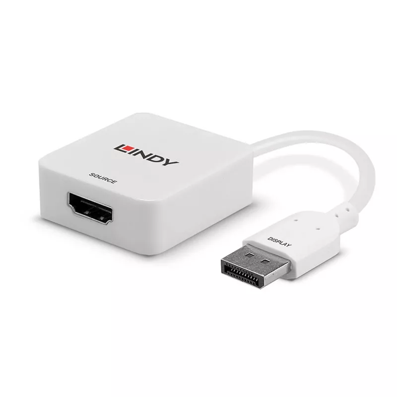 Lindy HDMI 18G na DisplayPort 1.2 konvertor, 0,095 m, HDMI Type-A (štandard), DisplayPort, konektor samica, konektor samec, rovný