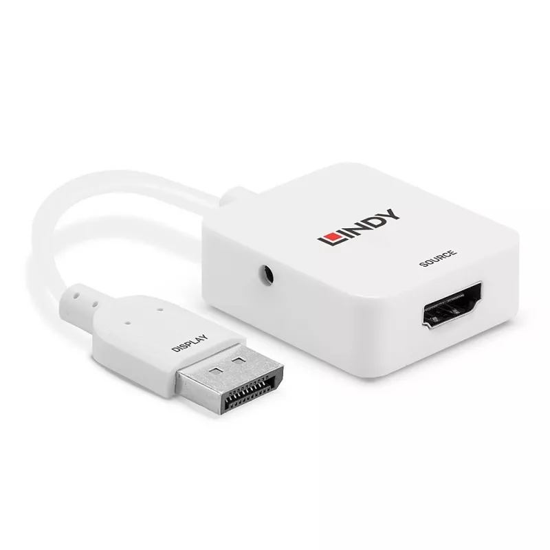Lindy HDMI 18G na DisplayPort 1.2 konvertor, 0,095 m, HDMI Type-A (štandard), DisplayPort, konektor samica, konektor samec, rovný