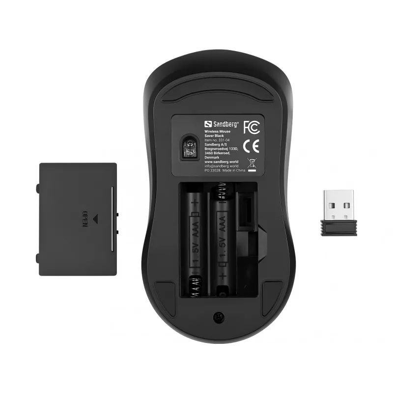 Sandberg bezdrôtová myš Saver čierna, pre obe ruky, RF Wireless, 1600 DPI, čierna