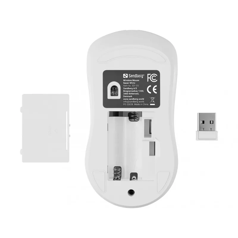 Sandberg bezdrôtová myš Saver biela, pre obe ruky, RF Wireless, 1600 DPI, biela