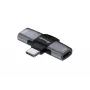 Adaptér USB-C OTG 2v1 EQUIP 133479 — 100W PD, 10Gbit/s, 1x USB-C na 2x USB-C, sivý
