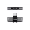 Adaptér USB-C OTG 2v1 EQUIP 133479 — 100W PD, 10Gbit/s, 1x USB-C na 2x USB-C, sivý