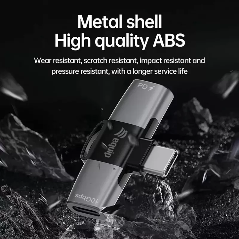 Adaptér USB-C OTG 2v1 EQUIP 133479 — 100W PD, 10Gbit/s, 1x USB-C na 2x USB-C, sivý
