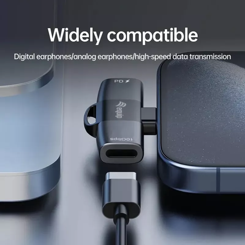 Adaptér USB-C OTG 2v1 EQUIP 133479 — 100W PD, 10Gbit/s, 1x USB-C na 2x USB-C, sivý
