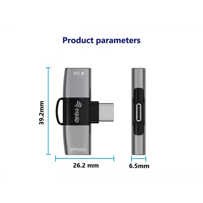 Adaptér USB-C OTG 2v1 EQUIP 133479 — 100W PD, 10Gbit/s, 1x USB-C na 2x USB-C, sivý