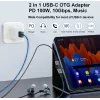 Adaptér USB-C OTG 2v1 EQUIP 133479 — 100W PD, 10Gbit/s, 1x USB-C na 2x USB-C, sivý