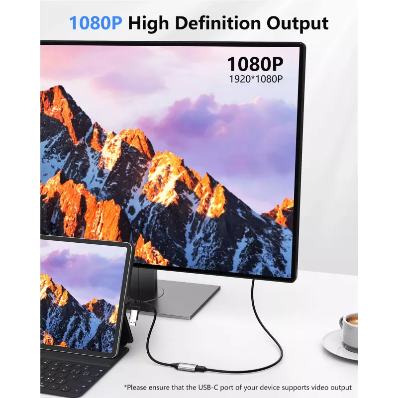USB na HDMI adaptér EQUIP 133498 (USB-C a USB-A konektor na HDMI, 1080p, hliníkové puzdro, sivý)