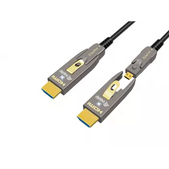 EQUIP HDMI 2.0 aktívny optický kábel 30 m s odnímateľnými Type-D a Type-A konektormi, 4K/60 Hz, 18 Gbit/s, pozlátené kontakty