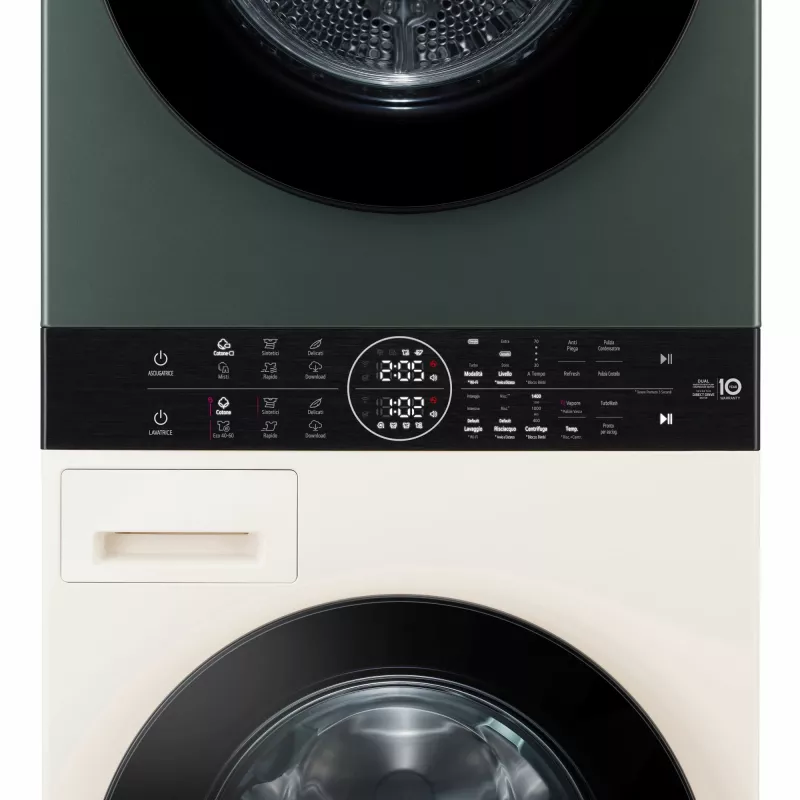 Práčka so sušičkou LG WT1210EGF voľne stojaca predné plnenie, 22 kg, 1400 ot/min, zelená/biela