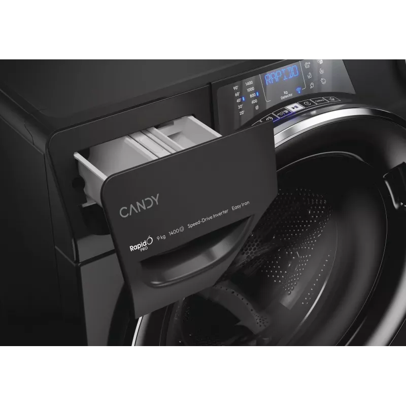 Candy RapidÓ PRO RP 496BWMBCB/1-S práčka predné plnenie 9 kg 1400 ot./min Čierna