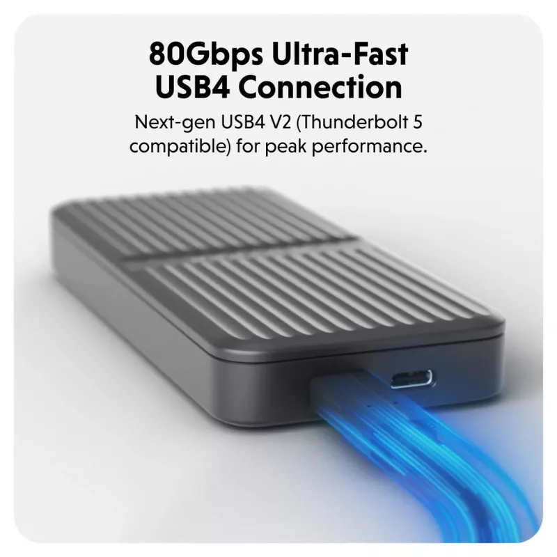 Puzdro na SSD Hyper HD2500GL pre M.2 PCIe SSD (USB4 Gen4, USB‑C) čierne