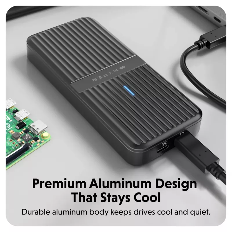 Puzdro na SSD Hyper HD2500GL pre M.2 PCIe SSD (USB4 Gen4, USB‑C) čierne