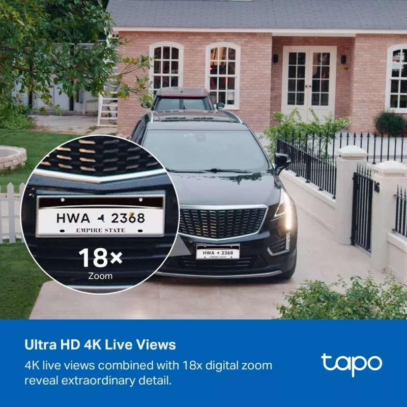 TP-Link Tapo Enhanced AI Solar Security Camera Ultra, bezdrôtová, Bullet, Wi-Fi, vonkajšia, 850 nm, 512 GB