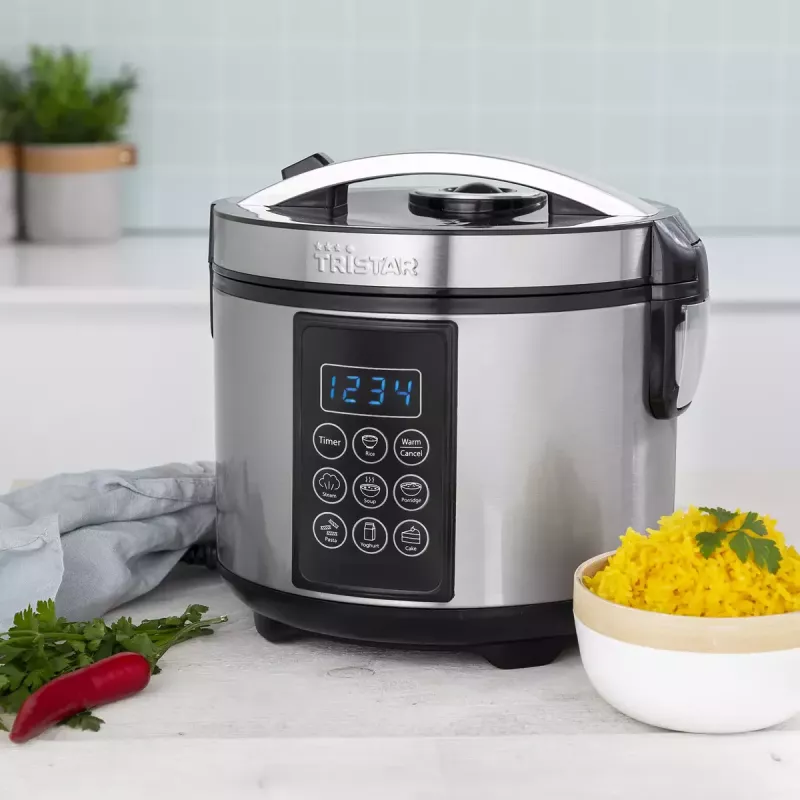 Multicooker Tristar RK-6132 — 1,5 L, 500 W, 7 automatických programov, LCD, nerez/čierna