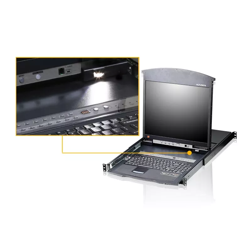 ATEN KL1508AN Racková konzola 48,3 cm (19 inch) 1280 x 1024 pixelov kovová čierna 1HE