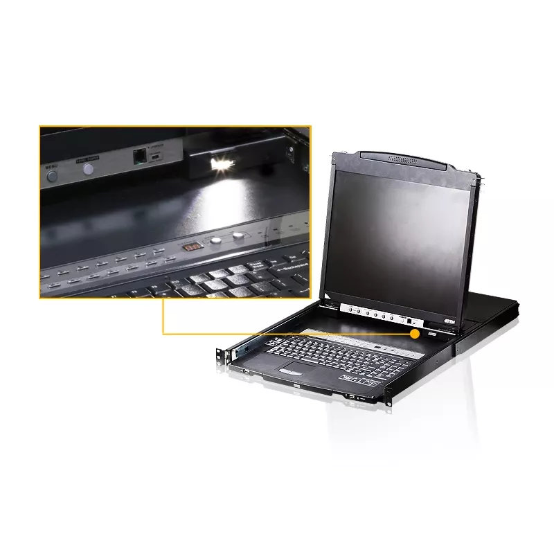 ATEN CL5808N Racková konzola 48,3 cm (19 inch) 1280 x 1024 pixelov kov, plast čierna 1U