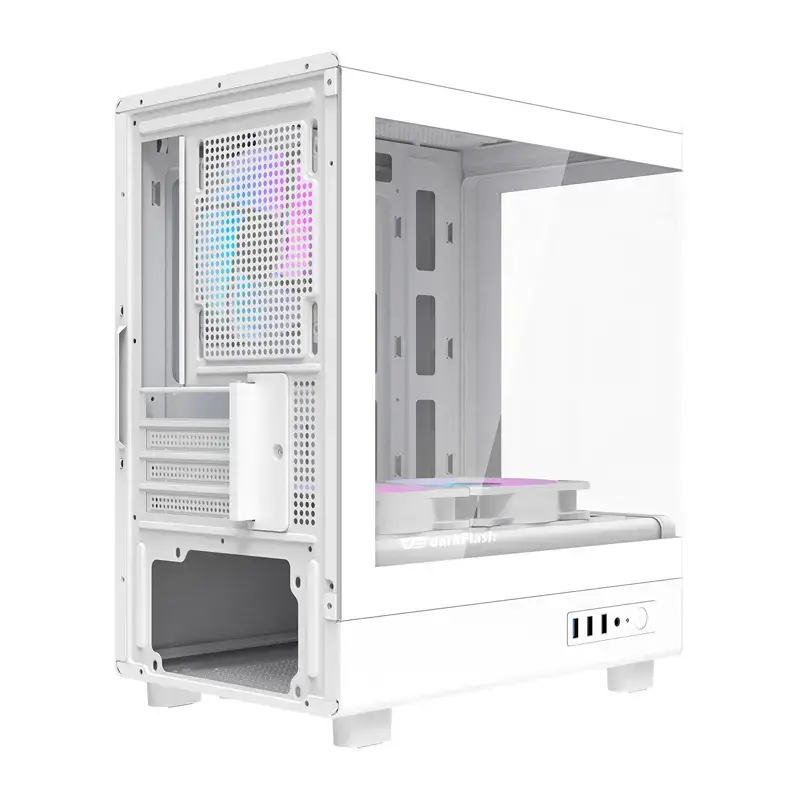 Počítačová skriňa Darkflash DB330M biela v2 s tromi predinštalovanými ventilátormi, podpora micro-ATX/mATX