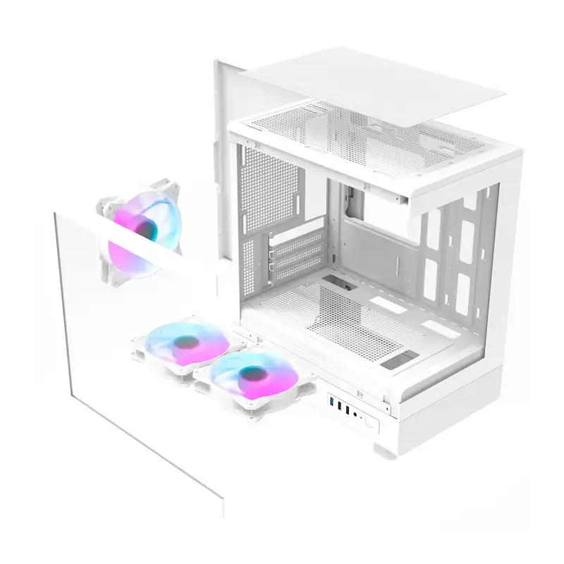 Počítačová skriňa Darkflash DB330M biela v2 s tromi predinštalovanými ventilátormi, podpora micro-ATX/mATX