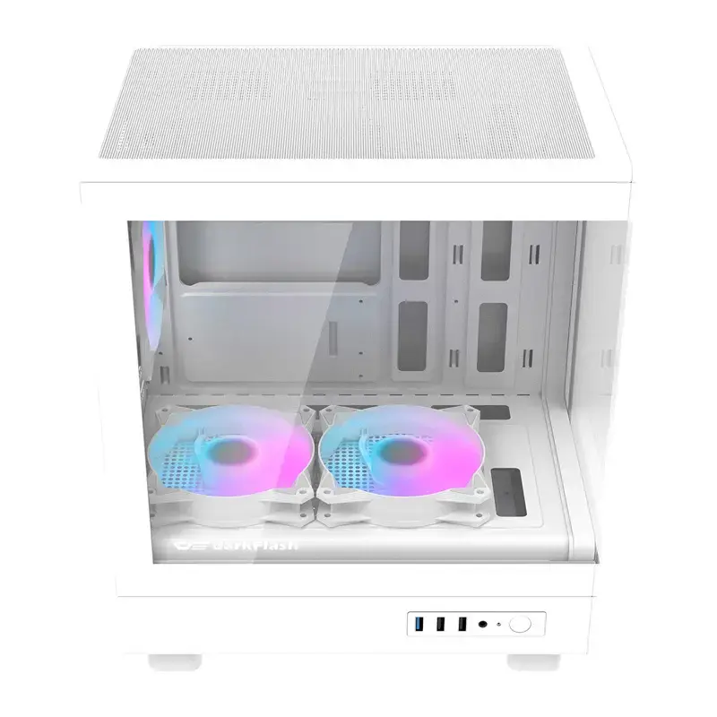 Počítačová skriňa Darkflash DB330M biela v2 s tromi predinštalovanými ventilátormi, podpora micro-ATX/mATX