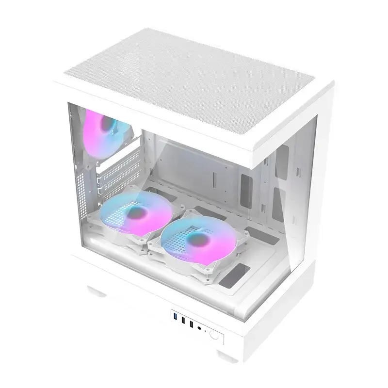 Počítačová skriňa Darkflash DB330M biela v2 s tromi predinštalovanými ventilátormi, podpora micro-ATX/mATX