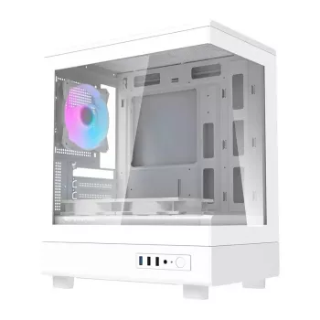 Počítačová skriňa Darkflash DB330M biela v2 s tromi predinštalovanými ventilátormi, podpora micro-ATX/mATX