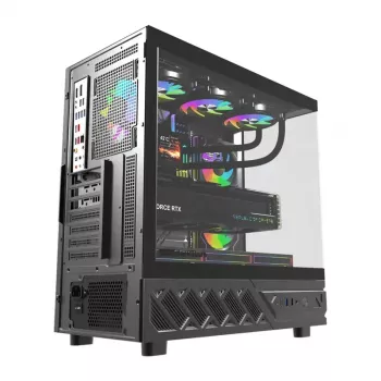 Počítačová skriňa DarkFlash DS950V s predným displejom (čierna) a 6 predinštalovanými ventilátormi