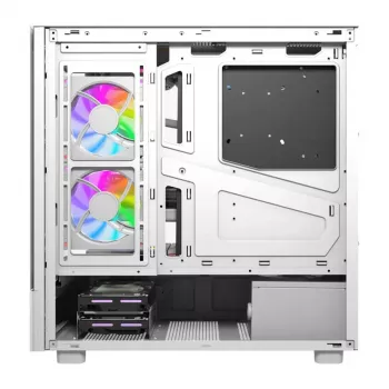 Počítačová skriňa DarkFlash DS950V s integrovaným displejom, biela, vrátane 6 ventilátorov