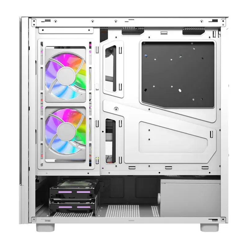 Počítačová skriňa DarkFlash DS950V s integrovaným displejom, biela, vrátane 6 ventilátorov