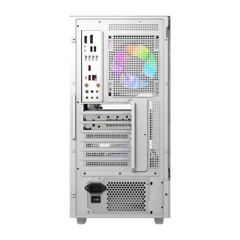 Počítačová skriňa DarkFlash DS950V s integrovaným displejom, biela, vrátane 6 ventilátorov
