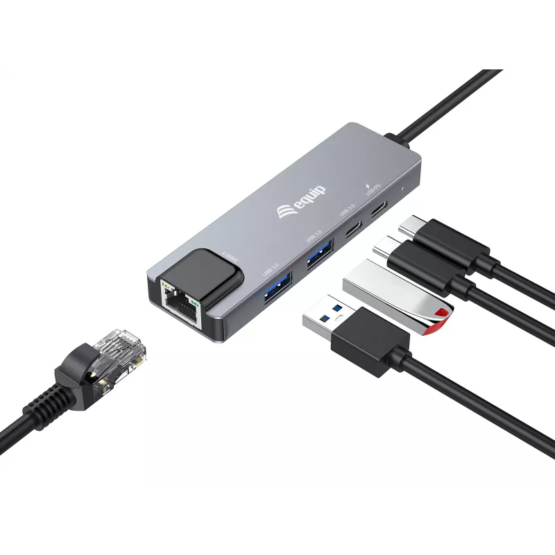 Equip 5-in-1 multifunkčný adaptér, 2,5GbE, USB-A x 2, USB-C x 1, USB-C, 100W USB PD