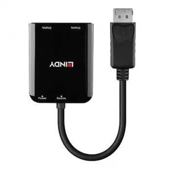 Lindy DisplayPort na 2 porty HDMI MST hub, DisplayPort, 2 x HDMI, konektor samec, konektor samica, rovný, rovný