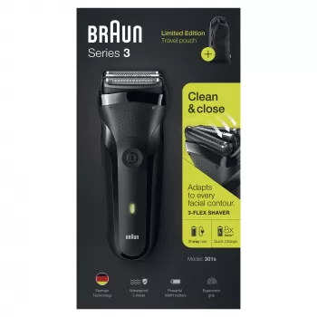 Braun Series 3 301s fóliový holiaci strojček zastrihávač čierna